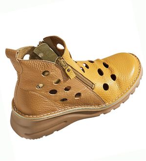 「アビータ　ダブルファスナー式パンチングシューズ（ブーツ）」｜イエロー