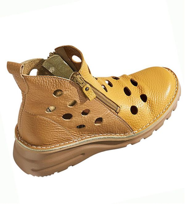 「アビータ　ダブルファスナー式パンチングシューズ（ブーツ）」｜イエロー