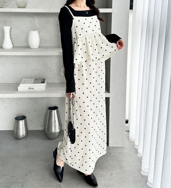 GeeRA（ジーラ）の「楽ちん！ペプラムキャミワンピース（カットソーワンピース）」｜詳細画像