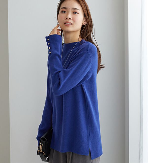 BELLUNA（ベルーナ）の「もちもち袖ボタンニットプルオーバー（ニット・セーター）」｜詳細画像