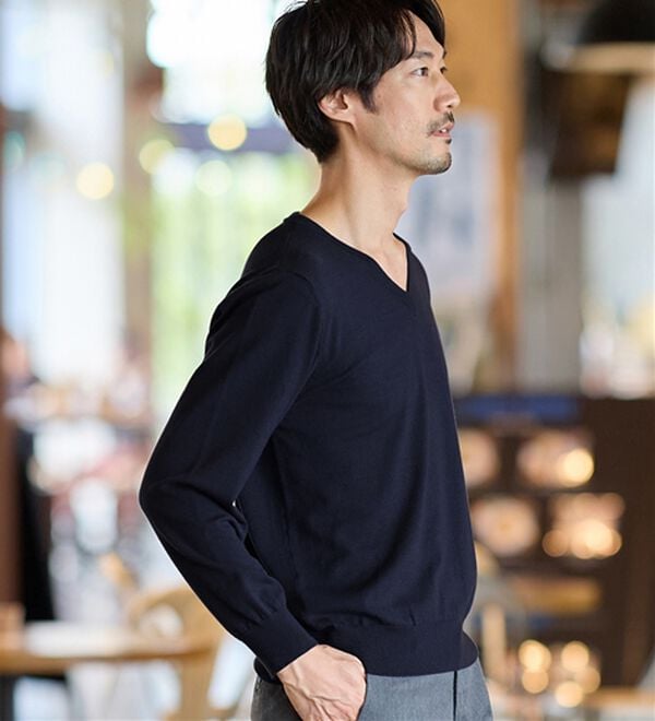 REMEN'S（リメンズ）の「【洗える】やわらかタッチＶネックセーター（メンズニット・セーター）」｜詳細画像