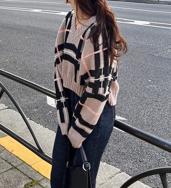 チェック柄ニットプルオーバー - ベルーナ【公式】