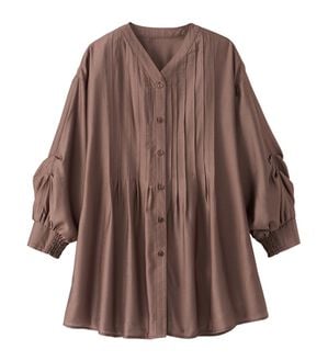 BELLUNA（ベルーナ）の「サテン調ピンタックシャツチュニック（チュニック）」｜ローズブラウン
