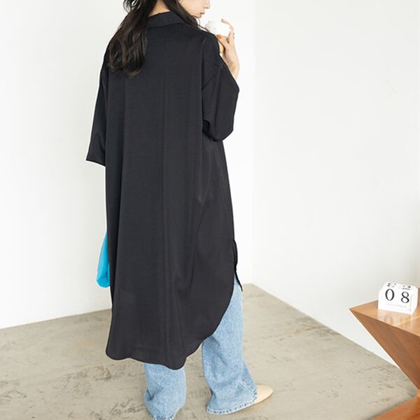 GeeRA（ジーラ）の「スリット入りロングシャツワンピース（シャツワンピース）」｜詳細画像