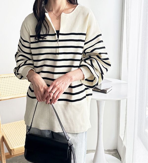 GeeRA（ジーラ）の「ハーフジップニットプルオーバー（ニット・セーター）」｜詳細画像