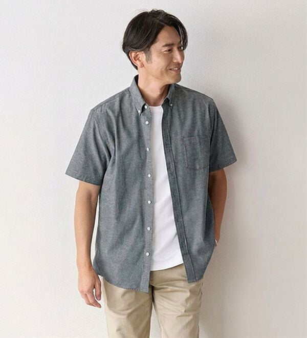 「＜シンプル＆プラス＞お手入れ簡単オックスフォードシャツ（メンズシャツ）」｜詳細画像