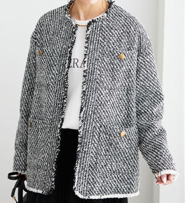 MACOマコ betty jaket ノーカラーツィードジャケット MACOマコ betty jaket ノーカラーツィードジャケット MACOマコ