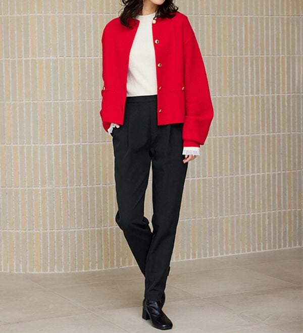 RANAN（ラナン）の「あったか！裏起毛美脚シルエットタックパンツ（フルレングスパンツ）」｜詳細画像