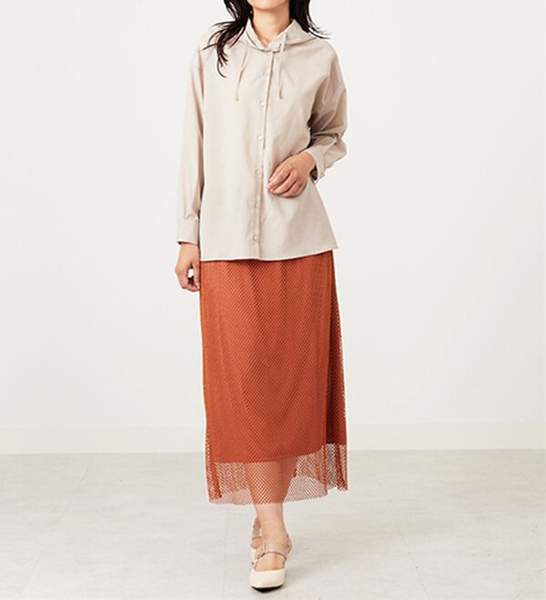 BELLUNA（ベルーナ）の「シアー素材フードデザインシャツ（シャツ）」｜詳細画像