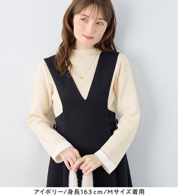 alotta（アロッタ）の「パチパチしにくい！洗える袖シアー切替ニットプルオーバー（ニット・セーター）」｜詳細画像