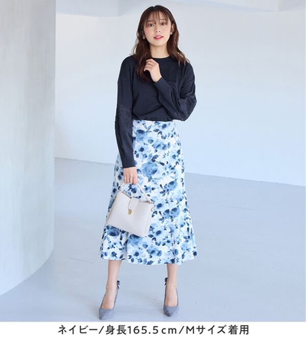 alotta（アロッタ）の「洗える！カシミヤタッチふんわり袖レーストップス（ニット・セーター）」｜詳細画像