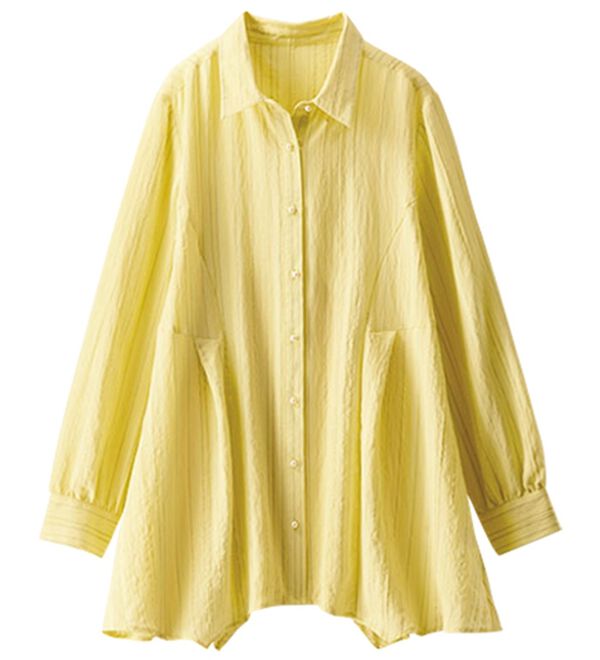 BELLUNA（ベルーナ）の「ドビーストライプ素材タック使いチュニック（チュニック）」｜詳細画像