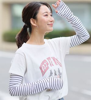 A HAPPY MARILYN（アハッピーマリリン）の「【Ｍ～８Ｌ】【接触冷感・吸水速乾】日差しから守るアームカバー（その他ファッション小物）」｜オフ&times;ブラック