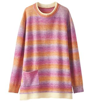 BELLUNA（ベルーナ）の「ポケット使いグラデーションニットプルオーバー（ニット・セーター）」｜オレンジ系