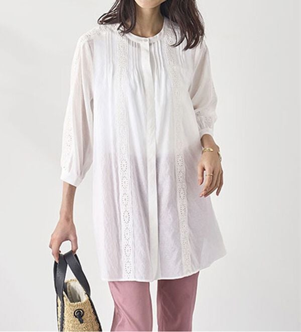 BELLUNA（ベルーナ）の「シアー素材マーガレットレース使いチュニック（チュニック）」｜詳細画像