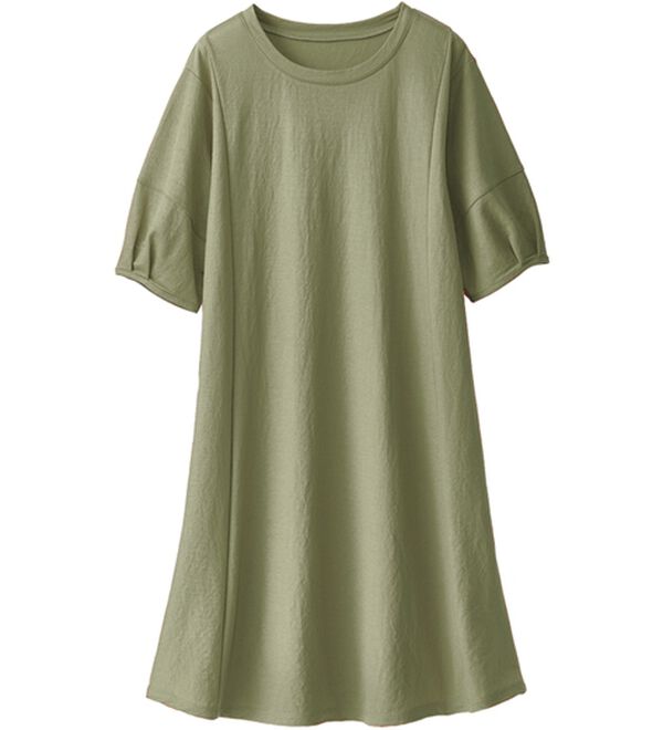 BELLUNA（ベルーナ）の「涼感！切替デザインロングワンピース（チュニック）」｜オリーブ