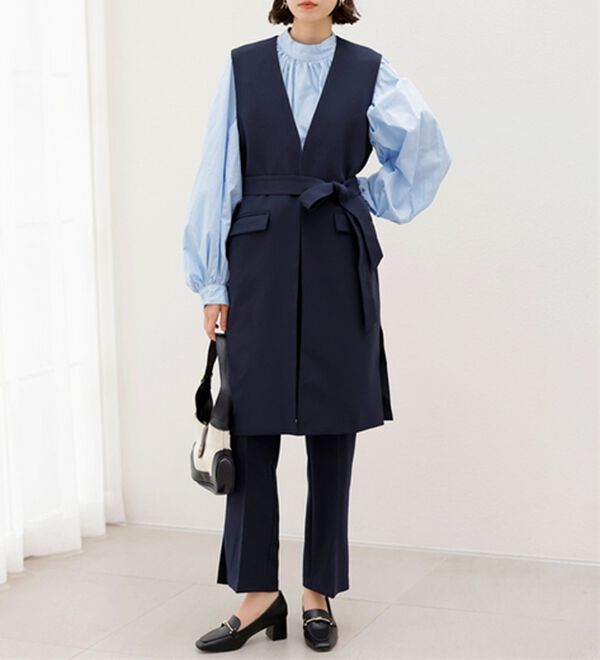 GeeRA（ジーラ）の「【２点セット】ロングジレセットアップスーツ（パンツスーツ）」｜詳細画像