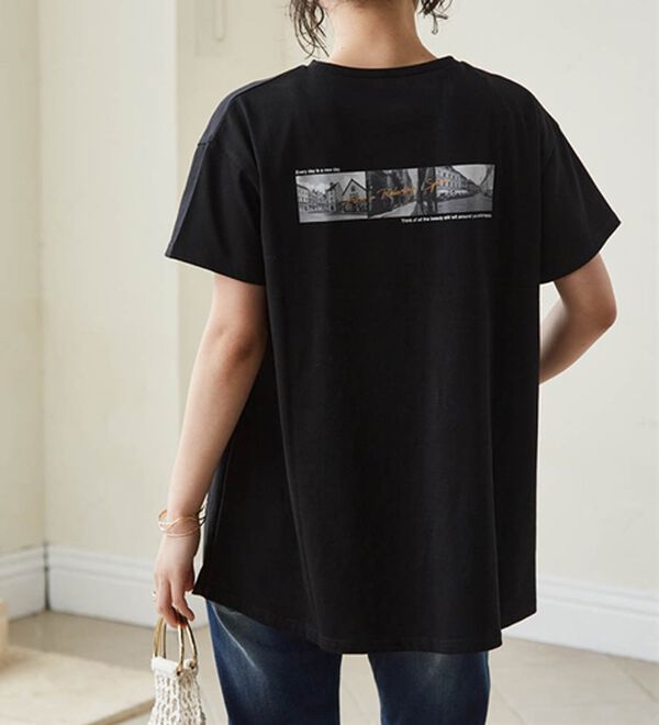 RANAN（ラナン）の「【接触冷感】ロゴプリントチュニックTシャツ（Tシャツ）」｜詳細画像