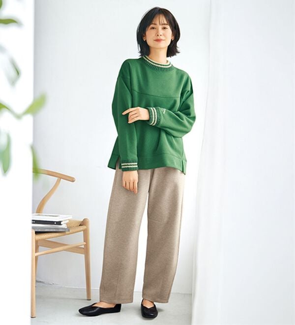 BELLUNA（ベルーナ）の「圧縮ニット素材コクーンワイドパンツ（ワイドパンツ・ガウチョ）」｜詳細画像