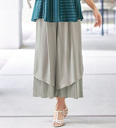 BELLUNA（ベルーナ）の「動くたび揺れるプリーツ重ねワイドパンツ（ワイドパンツ・ガウチョ）」