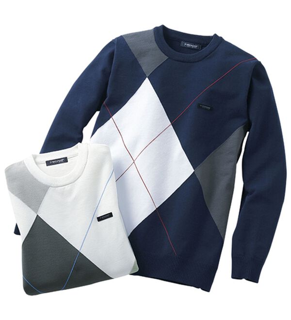 「＜ダンロップ・リファインド＞マジカルデザインセーター（メンズニット・セーター）」｜詳細画像