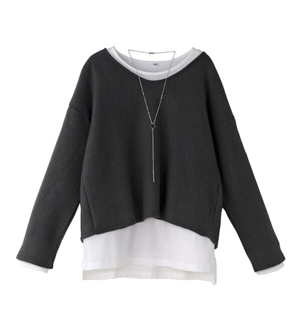 BELLUNA（ベルーナ）の「3点セット！ウール調サマ見えアンサンブル（アンサンブル）」｜チャコール