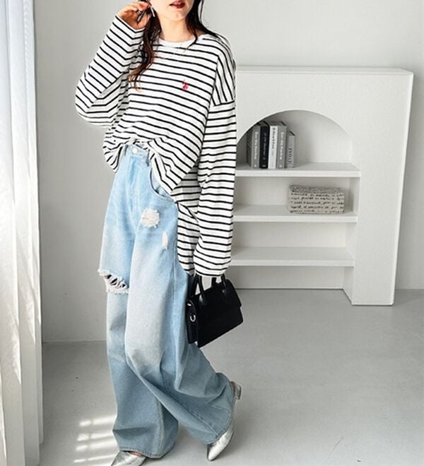 GeeRA（ジーラ）の「【Ｕ．Ｓ．ＰＯＬＯ ＡＳＳＮ】オーバーサイズ刺しゅうロンＴ（カットソー）」｜詳細画像