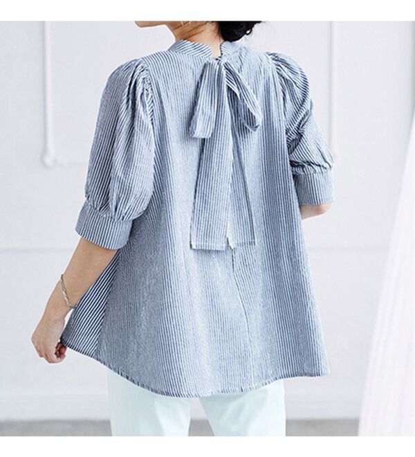 BELLUNA（ベルーナ）の「綿１００％サラポコバックリボンブラウス（ブラウス）」｜詳細画像