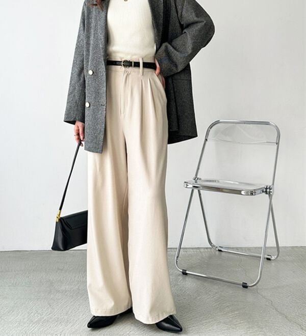 GeeRA（ジーラ）の「着心地抜群！ハイウエストダブルタックワイドパンツ（フルレングスパンツ）」｜詳細画像