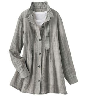 BELLUNA（ベルーナ）の「夏に頼れる一枚！先染めサッカー素材チェックデザインジャケット（その他ジャケット）」｜グレー系