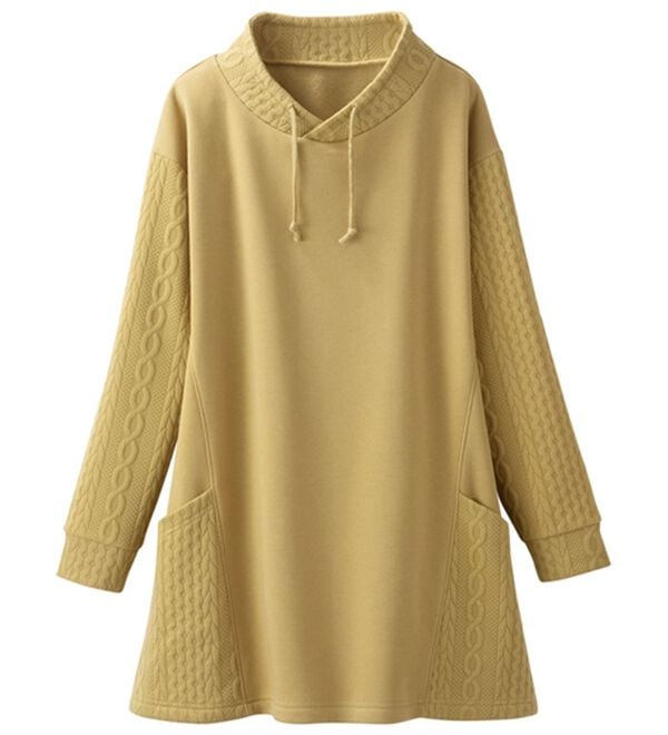 LAVIENNE（ラヴィエンヌ）の「【２枚組】ケーブル切替の裏起毛チュニック（チュニック）」｜詳細画像