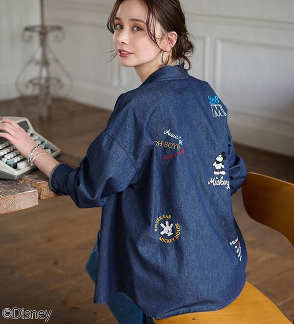 BELLUNA（ベルーナ）の「＜Ｄｉｓｎｅｙ＞【ミッキー】飛ばし刺しゅうデニムシャツジャケット（シャツ）」｜詳細画像