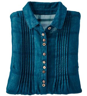 BELLUNA（ベルーナ）の「綿１００％ダブルガーゼブラウス（ブラウス）」｜ネイビー