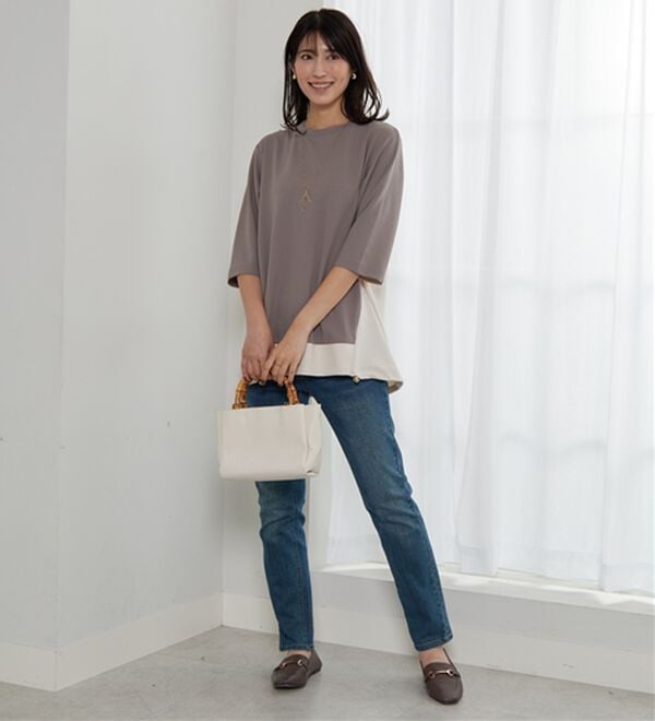 BELLUNA（ベルーナ）の「ドロスト使い配色デザインチュニック（チュニック）」｜詳細画像