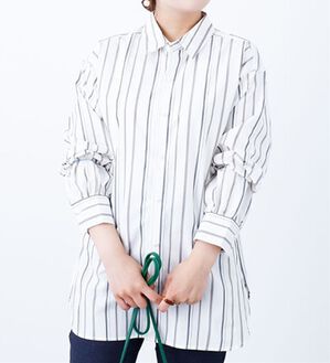 BELLUNA（ベルーナ）の「＜ＳＯＬＯＴＥＸ　Ｒ＞パールボタンチュニック（シャツ）」｜オフ白ストライプ