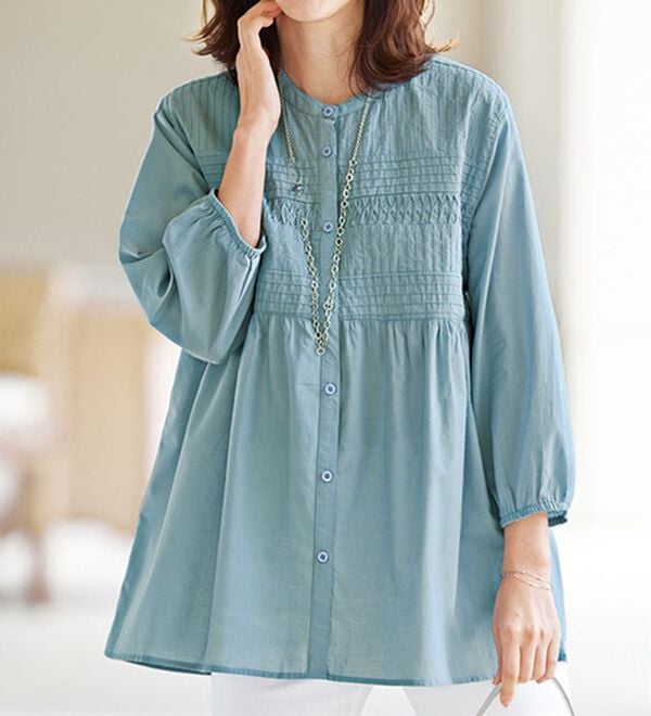 BELLUNA（ベルーナ）の「さらりとした肌心地綿１００％ピンタックブラウス（ブラウス）」｜詳細画像