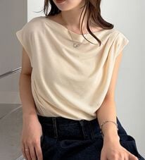 RANAN（ラナン）の「【ひんやり・ＵＶ】タックドレープフレンチスリーブカットソー（Tシャツ）」