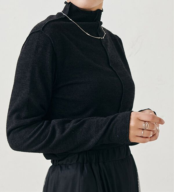 RANAN（ラナン）の「前後２ＷＡＹ！メロウ使いニットソーフリルプルオーバー（カットソー）」｜詳細画像