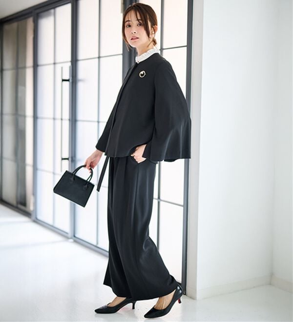 RANAN（ラナン）の「【２点セット】防しわ！洗える！ケープライクジャケットセットアップ（パンツスーツ）」｜詳細画像