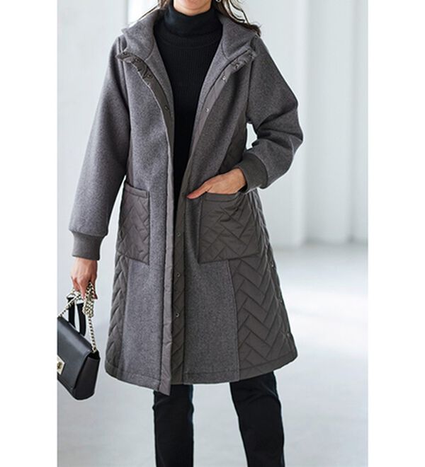 BELLUNA（ベルーナ）の「冬のおしゃれを楽しむキルトロングコート（ロングコート）」｜詳細画像