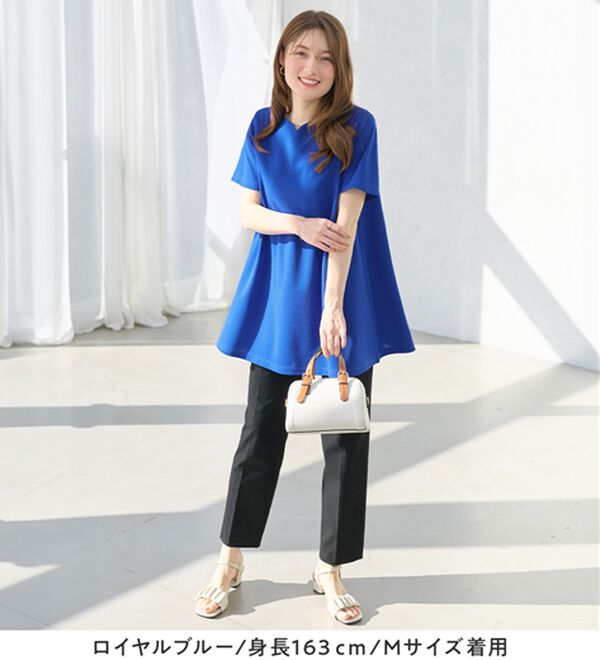 alotta（アロッタ）の「【接触冷感】さらっと快適！高見えフレアーロングチュニックＴシャツ（チュニック）」｜詳細画像