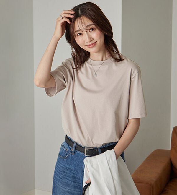 BELLUNA（ベルーナ）の「【選べる袖丈】＜エアリーアイスコットン＞オーバーサイズＴシャツ（カットソー）」｜詳細画像