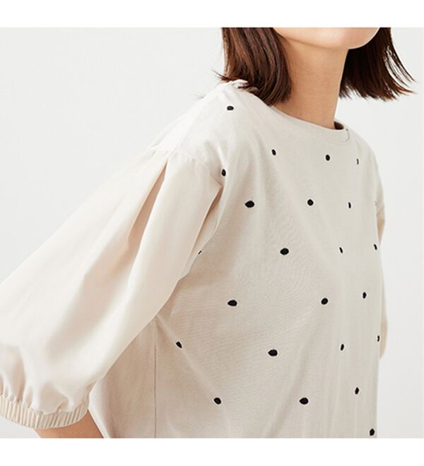 BELLUNA（ベルーナ）の「ドット刺しゅうデザイン袖切替プルオーバー（カットソー）」｜詳細画像