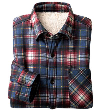 「＜シンプル＆プラス＞のび暖裏ボアシャツ（メンズシャツ）」