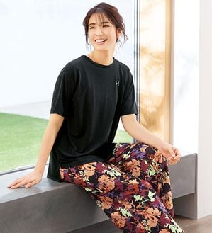 「＜ＨＡＮＡＥ　ＭＯＲＩ＞華やかリラックスウェア（パジャマ・ルームウェア）」｜ブラック