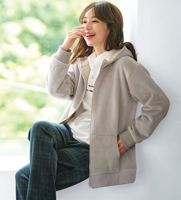 快適Lab．】リッチベロア素材裏ボアパーカー - ベルーナ【公式】