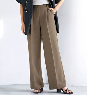 BELLUNA（ベルーナ）の「リネンタッチ美脚タックワイドパンツ（フルレングスパンツ）」｜詳細画像