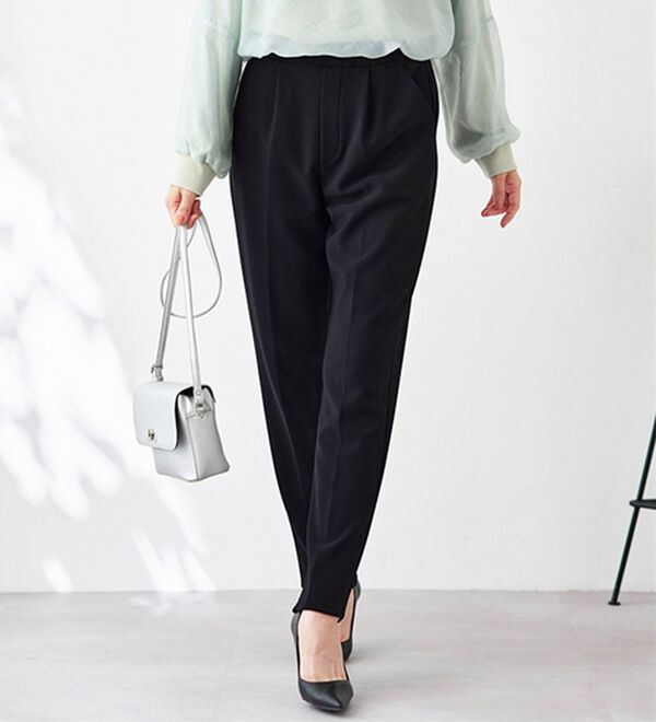 裏起毛ジョーゼット素材テーパードパンツ - ベルーナ【公式】