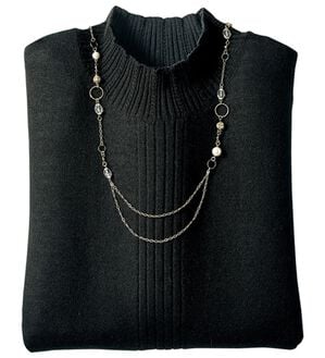 BELLUNA（ベルーナ）の「ウール入りウォッシャブルハイネックセーター（ニット・セーター）」｜黒