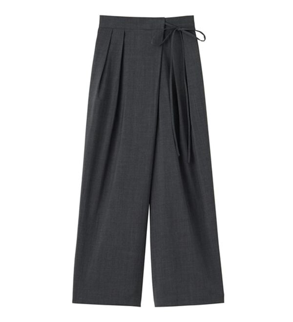 RANAN（ラナン）の「麻調2タックラップリボンパンツ（フルレングスパンツ）」｜詳細画像